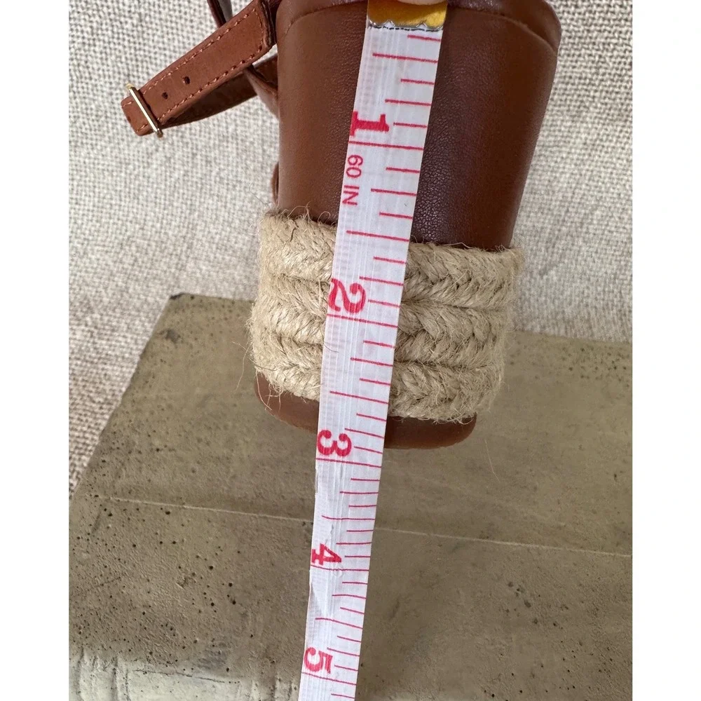 Lauren Ralph Lauren Delores Espadrille‎ Wedge Sandals Brown Leather 7B
